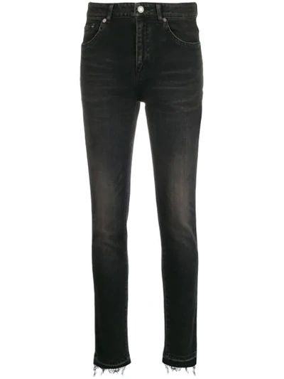 Saint Laurent Stonewashed Skinny Jeans In Black