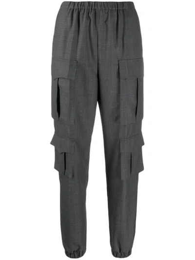 Prada Check Tapered Trousers In Grey