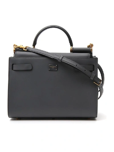 Dolce & Gabbana Small Sicily Top Handle Shoulder Bag In Grey