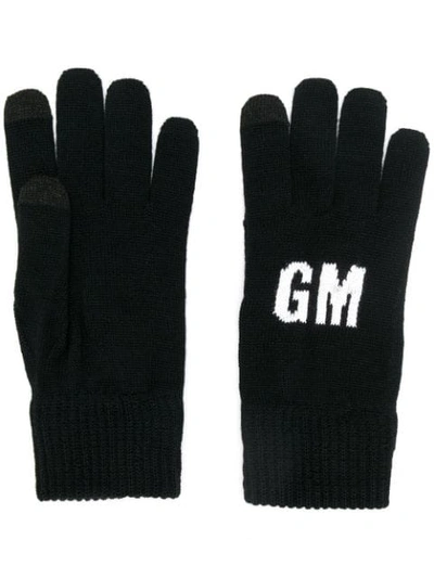 Msgm Logo Knit Gloves In Black