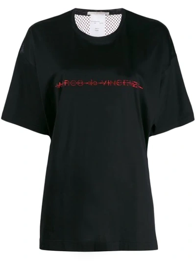 Marco De Vincenzo Rhinestone Embelished T-shirt In Black