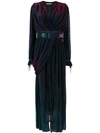 Marco De Vincenzo Belted Evening Gown In Blue