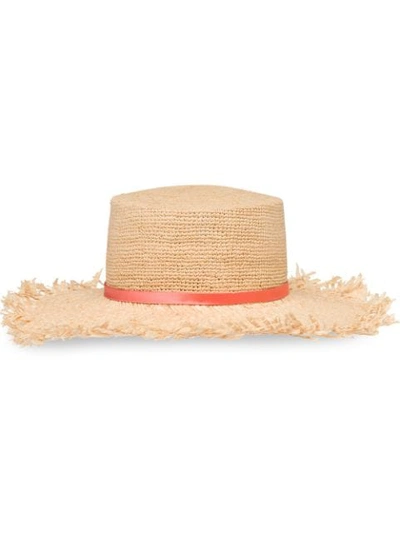 Prada Crocheted Raffia Hat In Neutrals