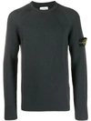 Stone Island Ribbed Knit Jumper In Grey