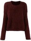 High By Claire Campbell Fuzzy Sweatshirt In Red
