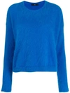 High By Claire Campbell Fuzzy Sweatshirt In Blue