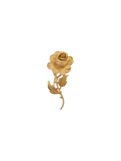 Pre-owned Susan Caplan Vintage 1960's Trifari Rose Brooch In Gold