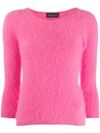 Roberto Collina Cropped-sleeve Knitted Jumper In Pink
