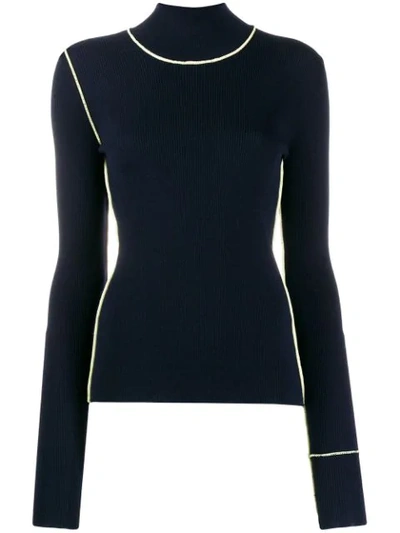 Maison Margiela Contrast Stitch Turtleneck Jumper In Blue