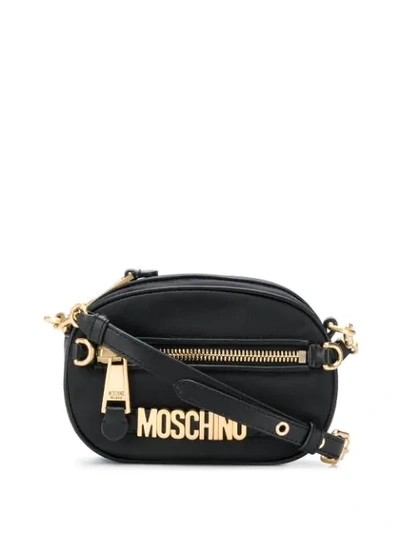 Moschino Logo-plaque Shoulder Bag In Black