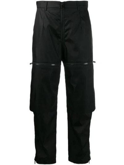 Prada Tapered-leg Wool-twill Cargo Trousers In Black