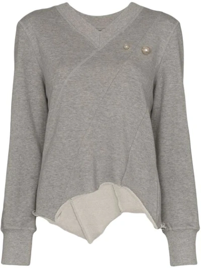 Blindness Pearl Appliqué Sweatshirt In Grey