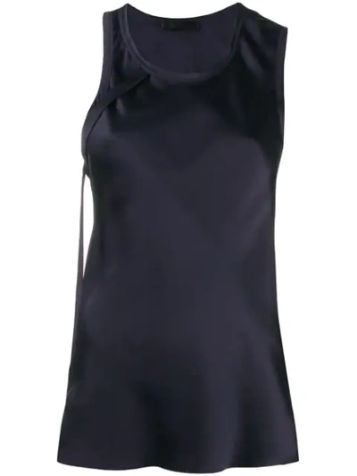 Helmut Lang Satin Harness Tank Top In Blue