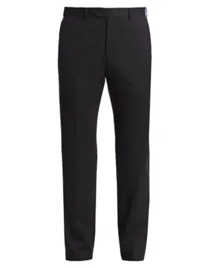 Giorgio Armani Wool Trousers In Dark Heather Grey