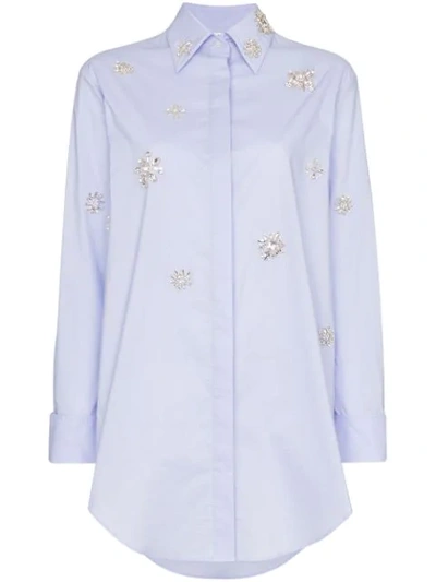 Area Embellished Detail Shirt Dress In Blue