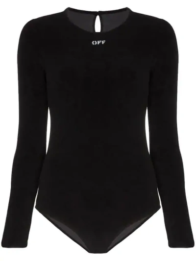 Off-white Logo Print Bodysuit In Black
