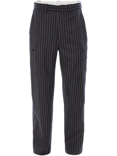 Jw Anderson Pinstripe Straight Trousers In Blue