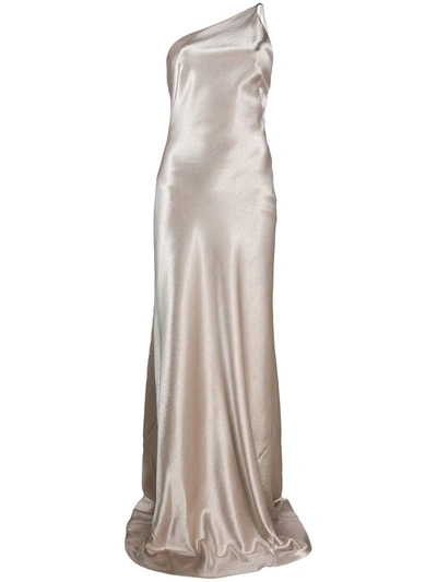 Galvan Roxy One-shoulder Evening Dress In Gold