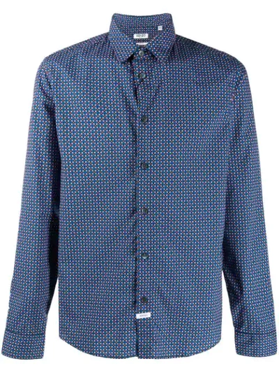 Kenzo Printed Long Sleeve Shirt In Blue