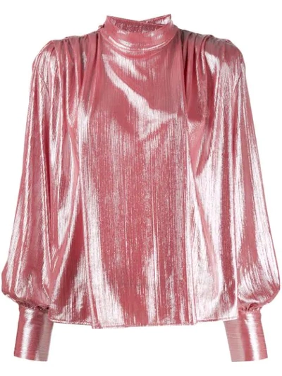 Msgm Shine Effect Shirt In Pink