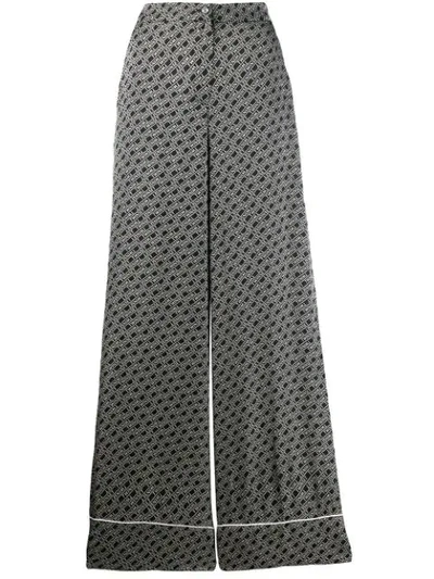 Twinset Logo Print Palazzo Trousers In Black