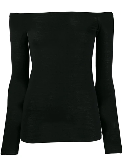 Stella Mccartney Off-the-shoulder Wool Knit Top In Black