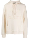 Gucci Embroidered Tennis Hooded Sweatshirt In White In Neutrals