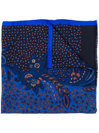 Etro Embroidered Paisley Scarf In Blue