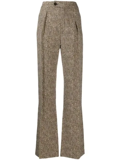 Chloé Woven Zig Zag Trousers In Brown