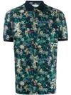 Etro Floral Print Polo Shirt In Blue
