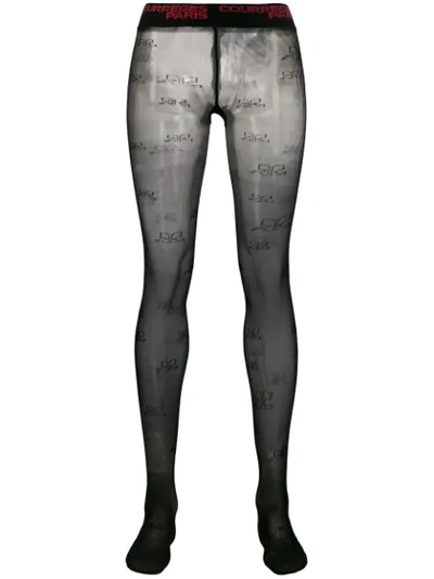 Courrèges Sheer Logo Tights In 999 Black