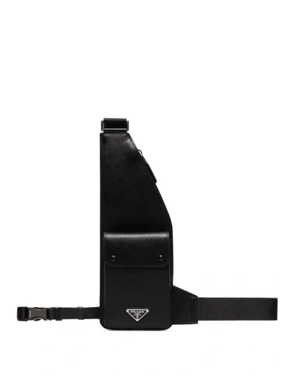 Prada Saffiano Cross-body Bag In Black