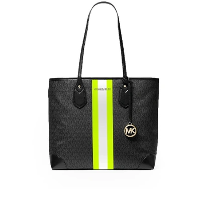 Michael Kors Black Neon Yellow Large Tote Bag