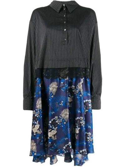 Faith Connexion Contrast Skirt Shirt Dress In Blue