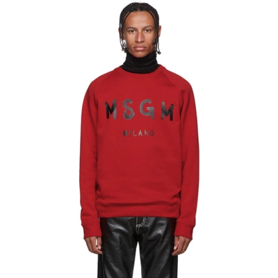 Msgm Brush Stroke Logo Sweatshirt In 18 Red