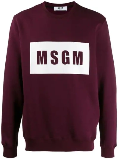 Msgm Logo Box Print Sweatshirt In Purple