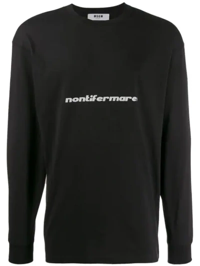 Msgm Slogan Print Sweatshirt In Black