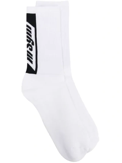 Msgm Logo Printed Socks In White