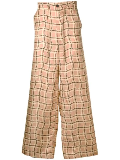 Marni Patterned Loose-fit Trousers In Neutrals