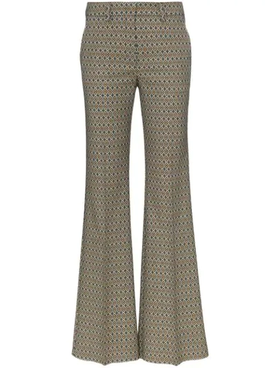 Etro Jacquard Geometric Pattern Trousers In Brown