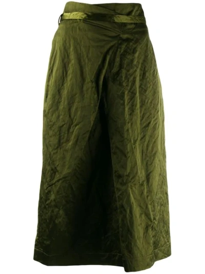 Odeeh Asymmetric Midi Skirt In Green