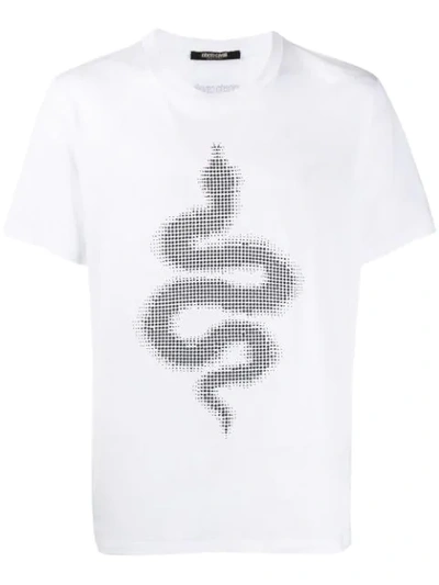 Roberto Cavalli Glass Serpent T-shirt In White