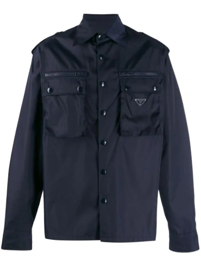 Prada Flap Pocket Shirt Jacket In F0124 Navy