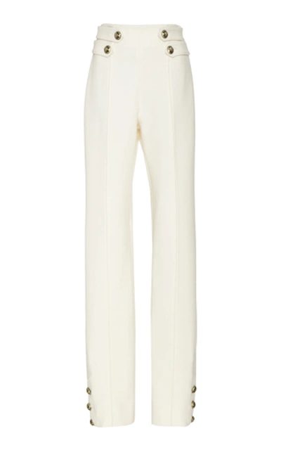 Oscar De La Renta High-waisted Wool-blend Straight-leg Pants In White
