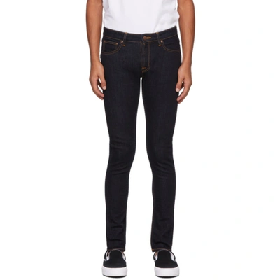 Nudie Jeans Mens Mono Grey Lean Dean Slim-fit Straight Jeans 28/32