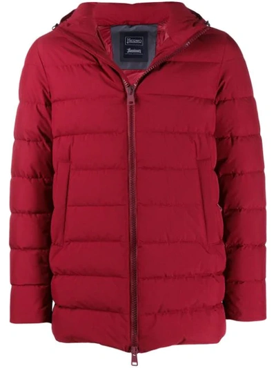 Herno Hooded Padded Jacket In Red