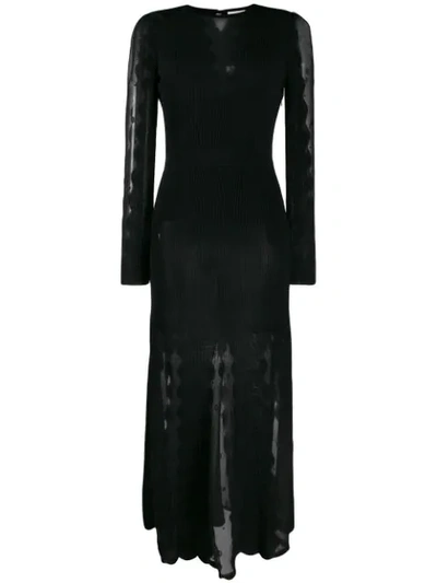 Alexander Mcqueen Sheer Panels Midi Dress In Black