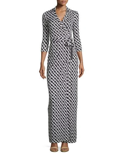 Diane Von Furstenberg Abigail Chain Link Print Maxi Wrap Dress In Black |  ModeSens