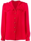 Miu Miu Oversized Frill Collar Shirt In Red