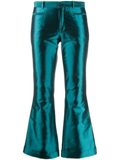 Each X Other Iridescent Kick-flare Trousers In Petrol